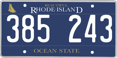 RI license plate 385243