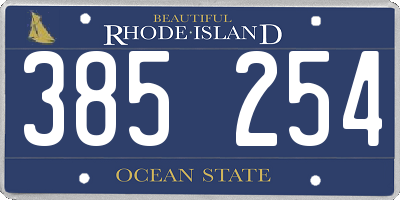RI license plate 385254