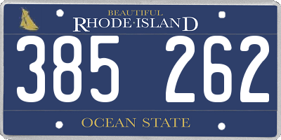 RI license plate 385262