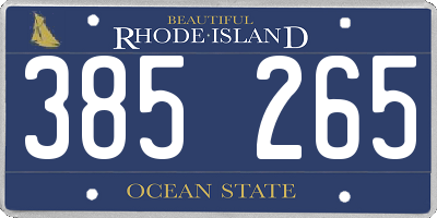 RI license plate 385265