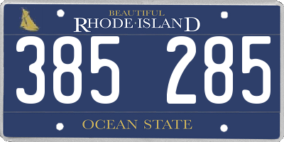RI license plate 385285
