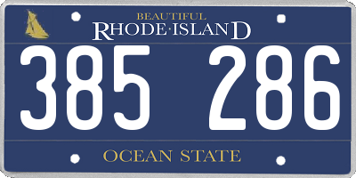 RI license plate 385286