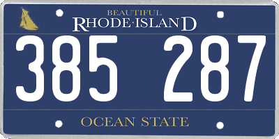 RI license plate 385287