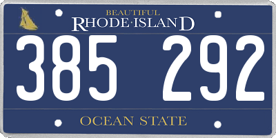 RI license plate 385292