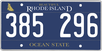 RI license plate 385296