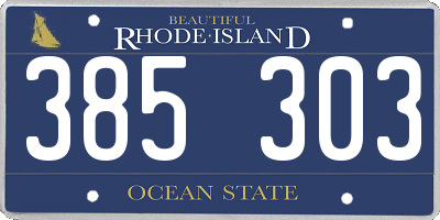 RI license plate 385303