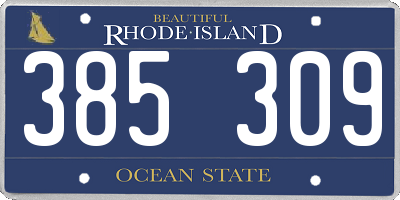 RI license plate 385309