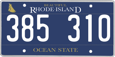 RI license plate 385310