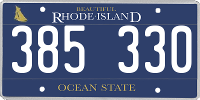 RI license plate 385330