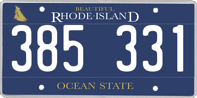 RI license plate 385331