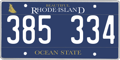 RI license plate 385334