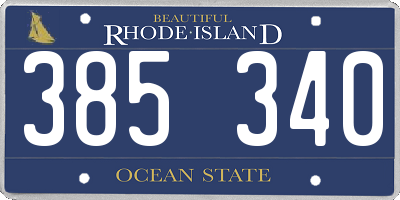 RI license plate 385340