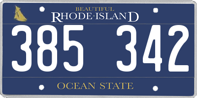 RI license plate 385342