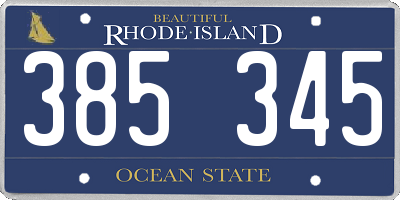 RI license plate 385345