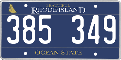 RI license plate 385349