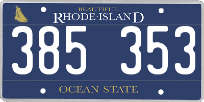 RI license plate 385353