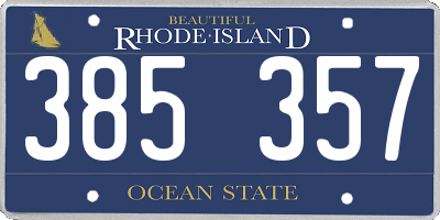 RI license plate 385357