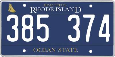 RI license plate 385374