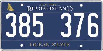 RI license plate 385376