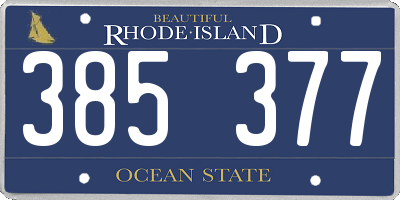 RI license plate 385377