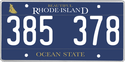 RI license plate 385378