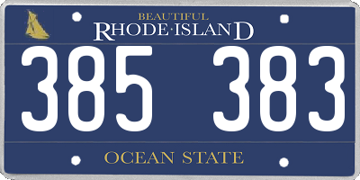 RI license plate 385383