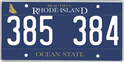 RI license plate 385384