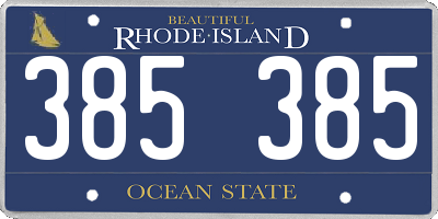 RI license plate 385385