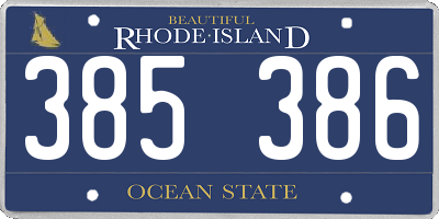 RI license plate 385386