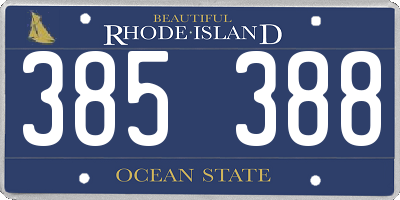 RI license plate 385388