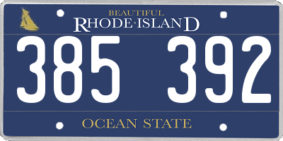 RI license plate 385392