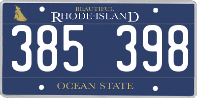 RI license plate 385398