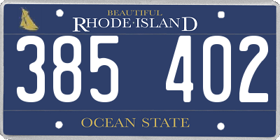 RI license plate 385402