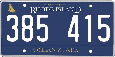 RI license plate 385415