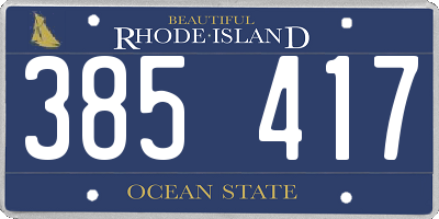 RI license plate 385417