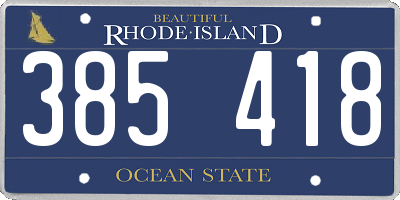 RI license plate 385418