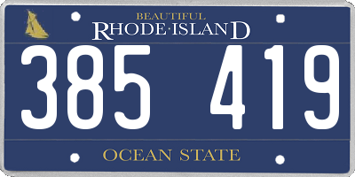 RI license plate 385419