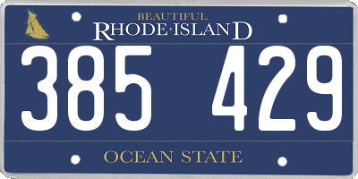 RI license plate 385429