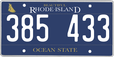 RI license plate 385433