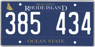 RI license plate 385434