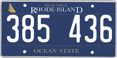 RI license plate 385436