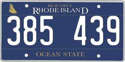 RI license plate 385439