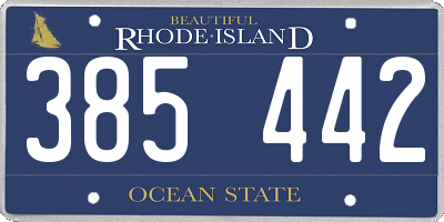 RI license plate 385442