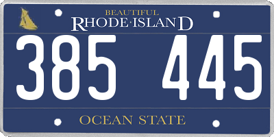 RI license plate 385445