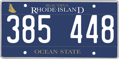 RI license plate 385448