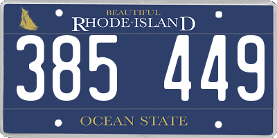 RI license plate 385449