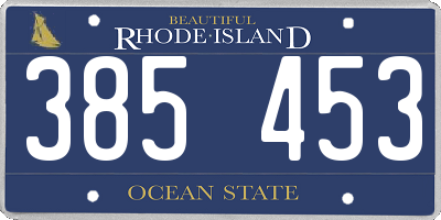 RI license plate 385453