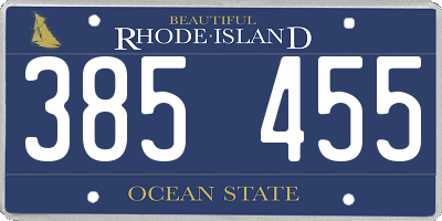 RI license plate 385455