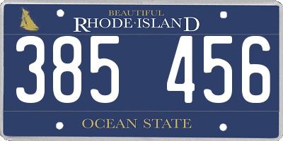 RI license plate 385456