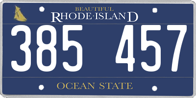 RI license plate 385457